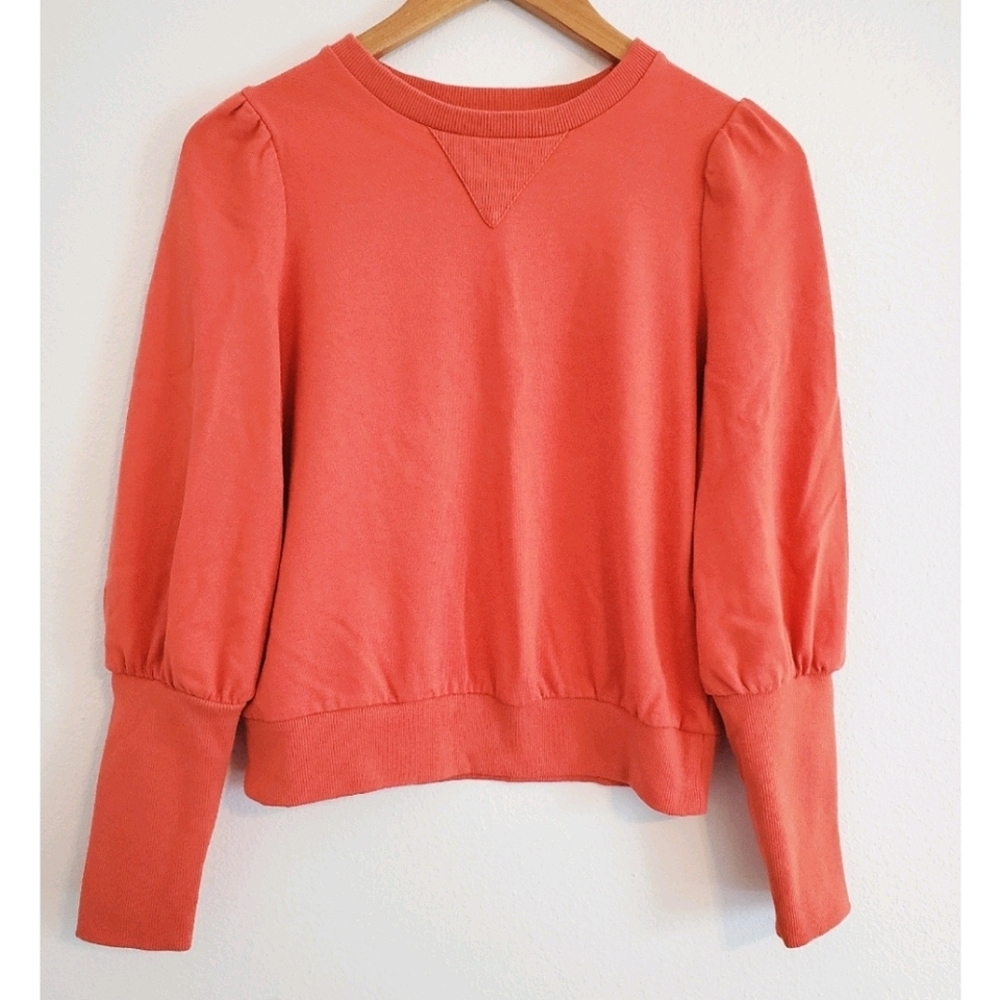 WhoWhatWear Orange Puff Sleeve Sweater Size XS